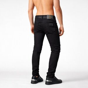 Philipp Plein Black Skull Biker Jeans - Limited Edition Switzerland - Moto Desig